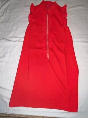 Lilly Pulitzer Bold Red Sleeveless Shift Dress with Front Accents